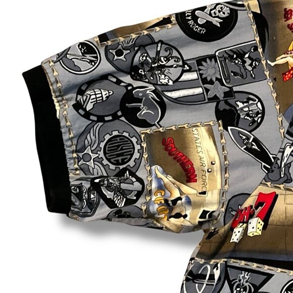 Vintage KALAHEO Popover Hawaiian Shirt Pin Up Girls USAF Planes Bombers Mens XL - Picture 4 of 11